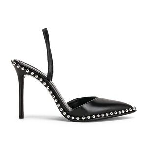 Alexander Wang Rina Black Studded Pointed-Toe Slingback Heels
